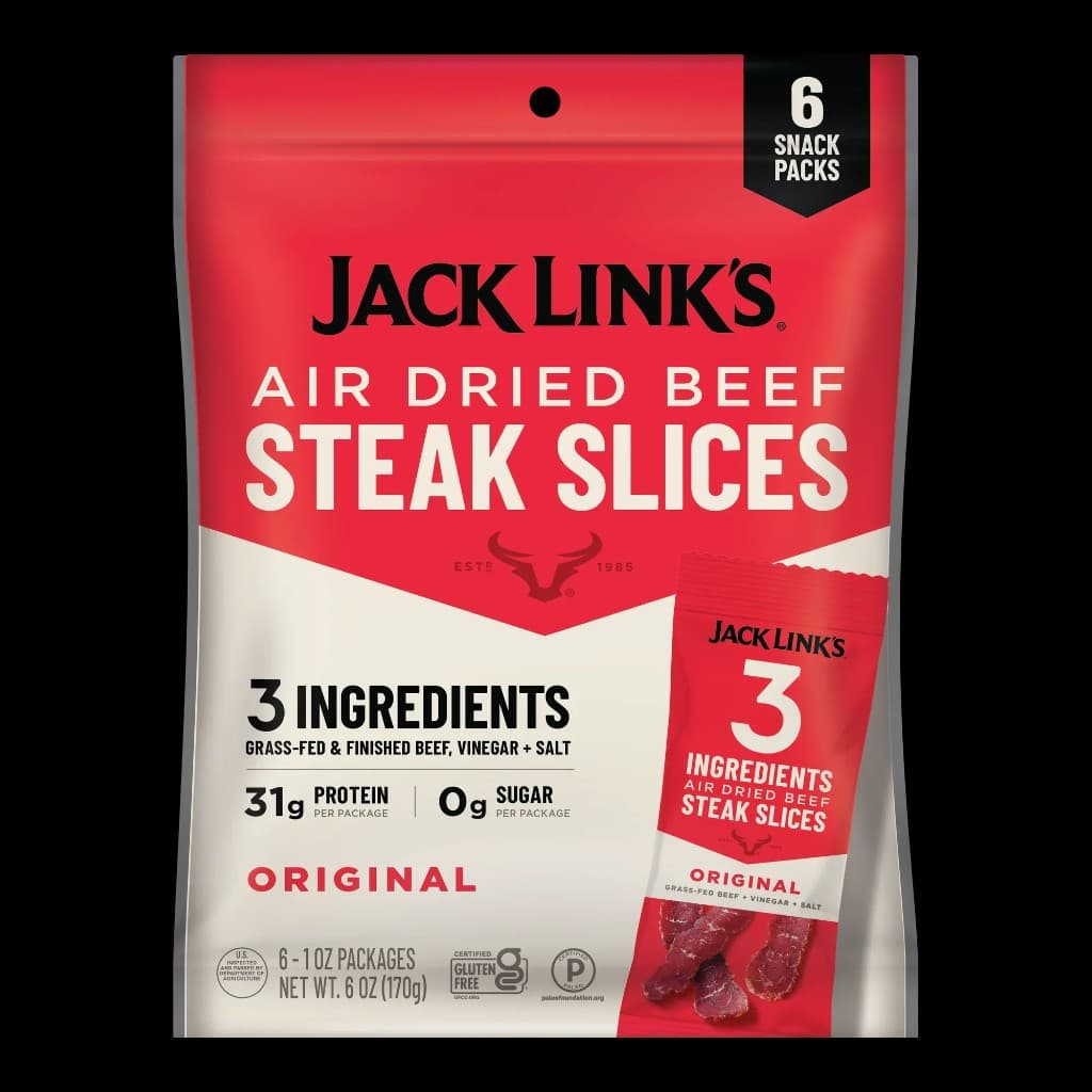 Air Dried Beef Steak Slices - Original (6 Snack Packs)