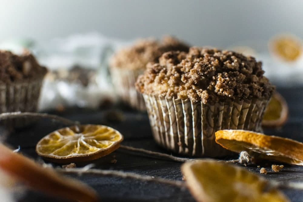 Paleo Cardamom Streusel Orange Muffins