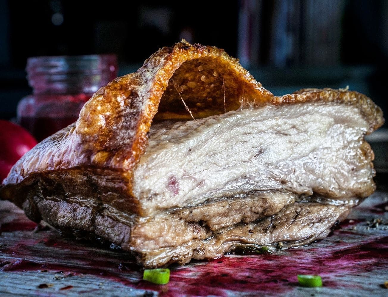 Crispy Boar Belly with Plum Sauce